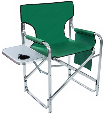 Aluminum Canvas Folding Director's Chair with Side Table by Trademark Innovations (Green, 31.5"H)
