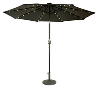 9' Deluxe Solar Powered LED Lighted Patio Umbrella by Trademark Innovations (Black)