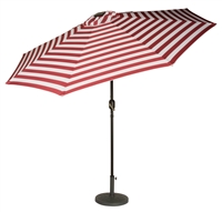 9' Deluxe Solar Powered LED Lighted Patio Umbrella by Trademark Innovations (Red Striped)