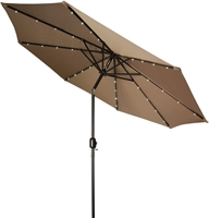 9' Deluxe Solar Powered LED Lighted Patio Umbrella by Trademark Innovations (Tan)