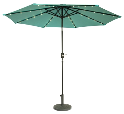 9' Deluxe Solar Powered LED Lighted Patio Umbrella by Trademark Innovations (Teal)