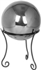 Stainless Steel Gazing Mirror Ball with 8" Tall Black Iron Decorative St- By Trademark Innovations (Silver, 8")