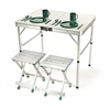 2 Person Aluminum Lightweight Folding Camp Table with 2 Stools by Trademark Innovations