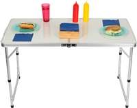 Lightweight Adjustable Portable Folding Aluminum Camp Table with Carry Handle by Trademark Innovations
