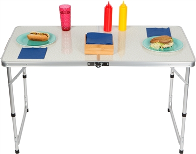 Lightweight Adjustable Portable Folding Aluminum Camp Table with Carry Handle by Trademark Innovations