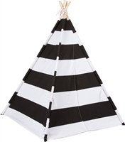 Canvas Teepee 6' With Carrycase -Playful Black Stripes by Trademark Innovations