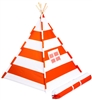 Canvas Teepee 6' With Carrycase -Playful Orange Stripes by Trademark Innovations