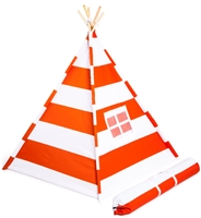Canvas Teepee 6' With Carrycase -Playful Orange Stripes by Trademark Innovations