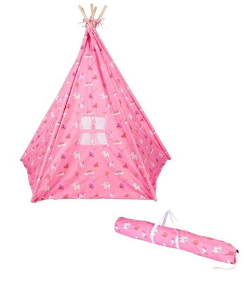 6' Canvas Teepee With Carry Case - Canvas Fabric - By Trademark Innovations (Princess Print)