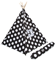 Canvas Teepee 6' With Carrycase -Whimsical BlackWith White Polka Dot by Trademark Innovations