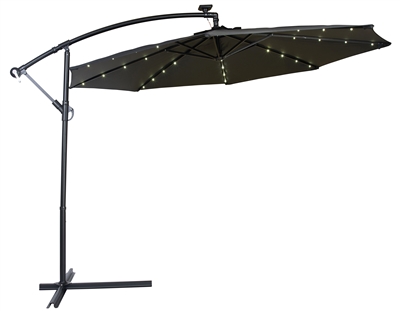 10' Deluxe Polyester Offset Patio Umbrella with LED lights by Trademark Innovations (Black)