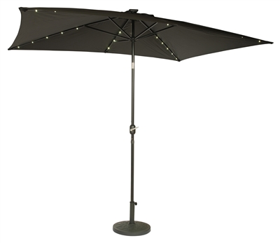 10' x 6.5' Rectangular Solar Powered LED Lighted Patio Umbrella by Trademark Innovations (Black)