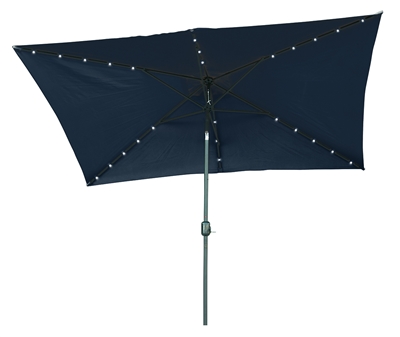 10' x 6.5' Rectangular Solar Powered LED Lighted Patio Umbrella by Trademark Innovations (Blue)