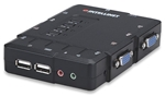 4-Port Compact KVM Switch USB, with Cables and Audio Support