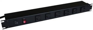 19 Inch 8 Outlet Horizontal Rack Mount Power Strip - 15ft Cord, 5-15P Plug, 5-15R Front Receptacles