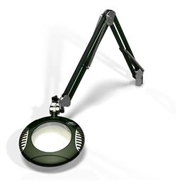 LED Illuminated Magnifier Green-Lite  6", 2x (4 Diop), 43" arm, SD Base Assembly, Multi Angle LEDs, 120-240V, Racing Green