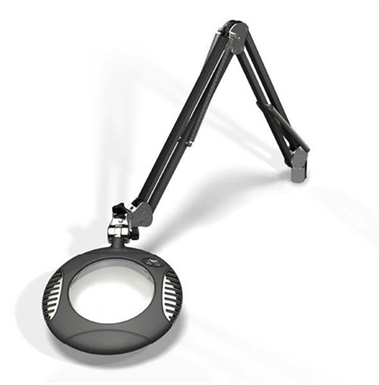 LED Illuminated Magnifier Green-Lite, 6", 2.25x(5 Diop), 43" arm, Screw Down Base Assembly, Multi Angle LEDs, 120-240V, Charcoal Mist