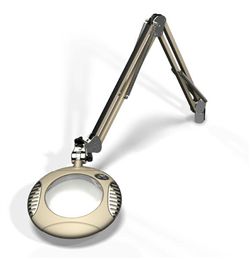 LED Illuminated Magnifier Green-Lite  6", 2x (4 Diop), 43" arm, CD Base Assembly, Multi Angle LEDs, 120-240V, Shadow White