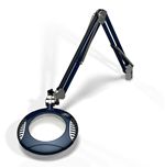LED Illuminated Magnifier Green-Lite, 6" Diameter, 2x(4 Diop), 43" arm, Clamp Down Base Assembly, Multi Angle LEDs, 120-240V, Spectre Blue