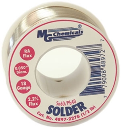 SN60/40 RA Flux 0.05", 18 Gauge, 1/2 Lb, Leaded Solder Wire