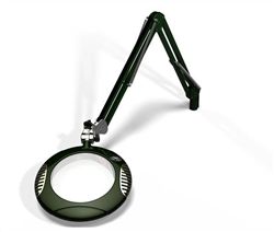 LED Illuminated Magnifier, Green-Lite, 7.5"Diameter, -2x (4 diopter) 43 Reach - Weighted Base, Racing Green