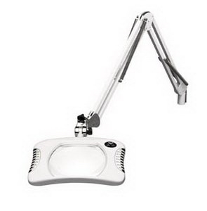 Rectangle LED Magnifier, Lens dimension 7x5.25. 2x (4 Diop), 43" Arm Reach, CD Base, 120-240V, Medical White