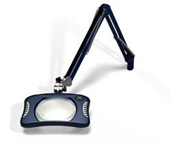 Rectangle LED Magnifier Lens dimension 7"x5.25" 4 Diopter (2x) Weighted Base, Spectre Blue
