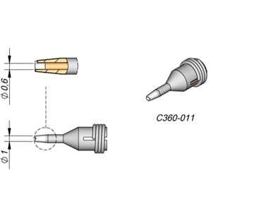 C360011 - Microdesoldering Tip dia. 0,6 Pad Cleaning DS360 Iron