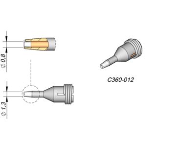 C360012 - Microdesoldering Tip dia. 0,8 Pad Cleaning DS360 Iron