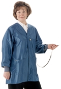 Hallmark Lab Coat w/ESD grid-knit cuffs, IVX-400 fabric, hip-length jacket, Burgundy, 3pockets 