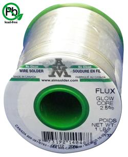 AIM Solder SN100C .025" 2.5% No Clean Glow Core Flux, Wire Solder 1 lb Spool