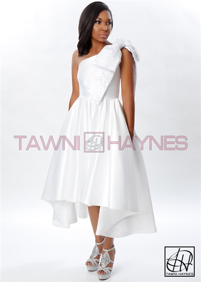 Asymmetrical One Shoulder Bow Gown