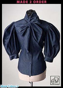 Denim Bow Blouse