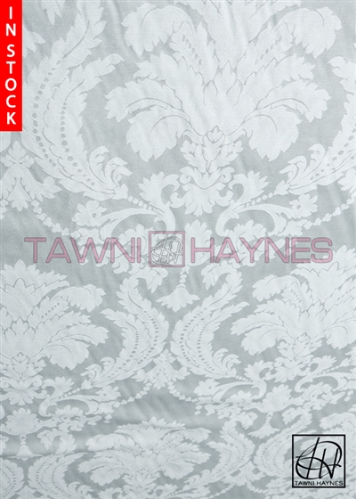 White Lyons Damask Fabric