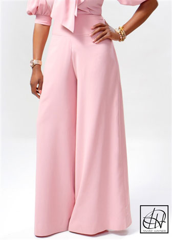 High Waist Crepe Wide-Leg Slacks