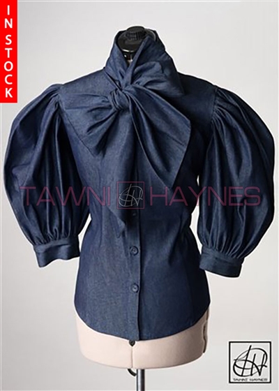 Tawni Haynes In-Stock Denim Bow Blouse