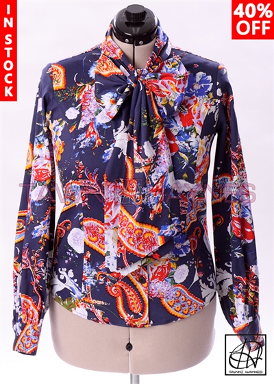 Tawni Haynes In-Stock Long Sleeve Floral Paisley Bow Blouse