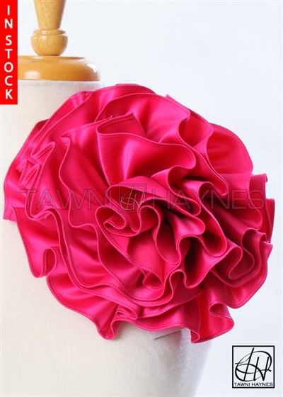 Tawni Haynes Circle Flower Pin (10 inch) - Fuchsia Poly Satin