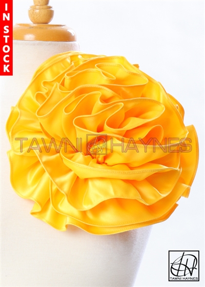 Tawni Haynes Circle Flower Pin (10 inch) - Yellow Poly Satin