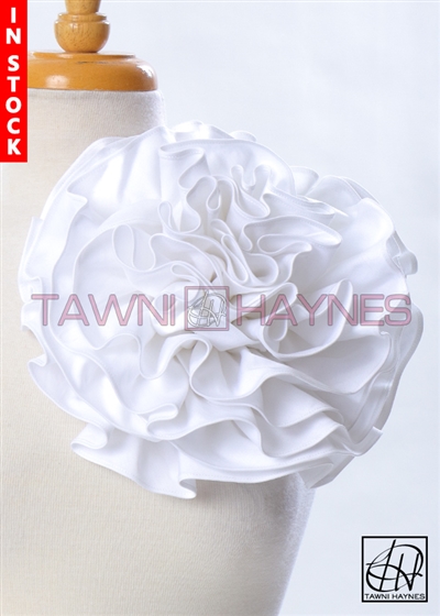 Tawni Haynes Circle Flower Pin (10 inch) - White Stretch Cotton
