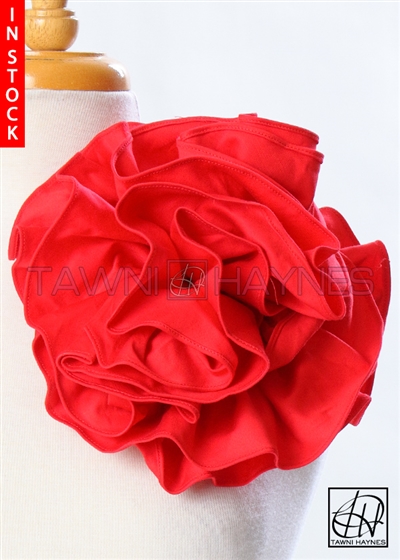 Tawni Haynes Circle Flower Pin (10 inch) - Red Stretch Cotton