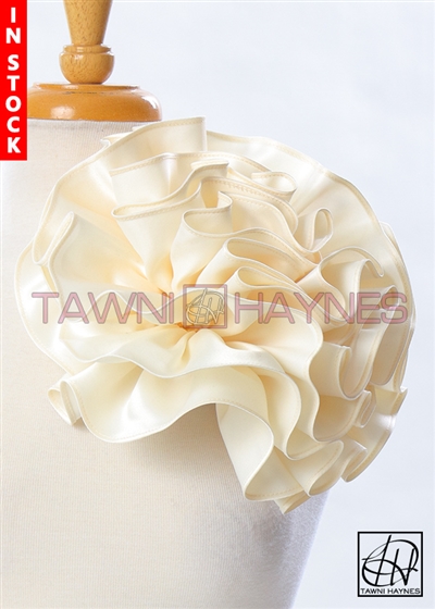 Tawni Haynes Circle Flower Pin (11 inch) - Cream Poly Satin