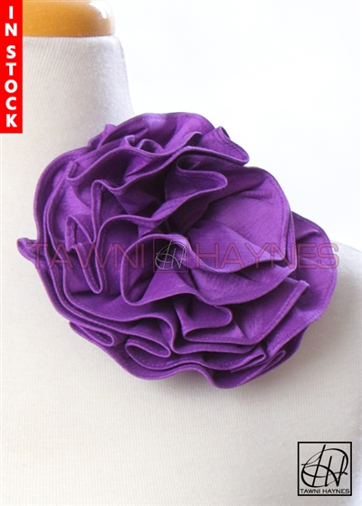 Tawni Haynes Circle Flower Pin (6 inch) - Purple Stretch Taffeta