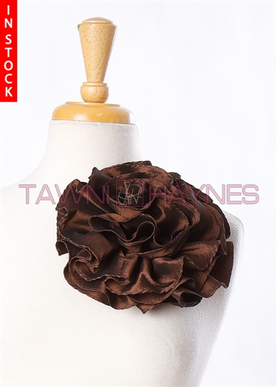 Tawni Haynes Circle Flower Pin (8 inch) - Brown Taffeta