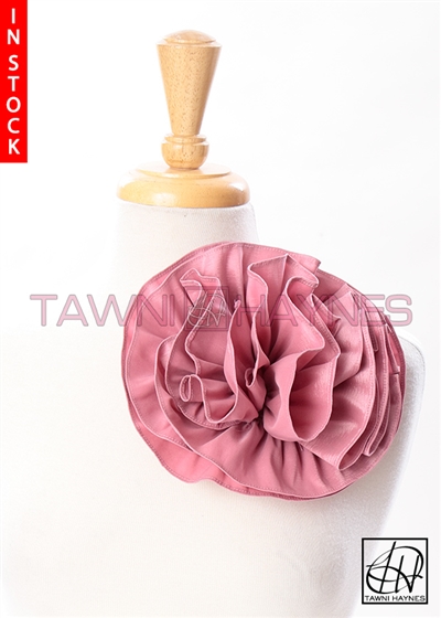 Tawni Haynes Circle Flower Pin (8 inch) - Mauve Stretch Taffeta