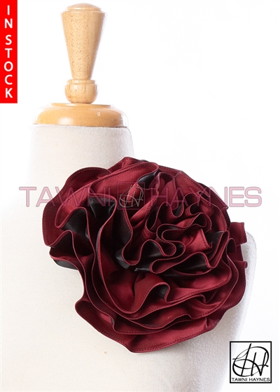 Tawni Haynes Circle Flower Pin (8 inch) -  Red & Black Two Tone Taffeta