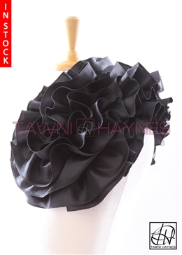 Tawni Haynes Extended Circle Flower Pin (19 inch) - Black Taffeta