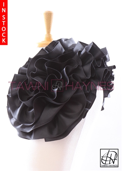 Tawni Haynes Extended Circle Flower Pin (19 inch) - Black Taffeta