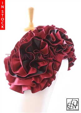 Tawni Haynes Extended Circle Flower Pin (19 inch) - Two Tone Burgundy & Black Taffeta