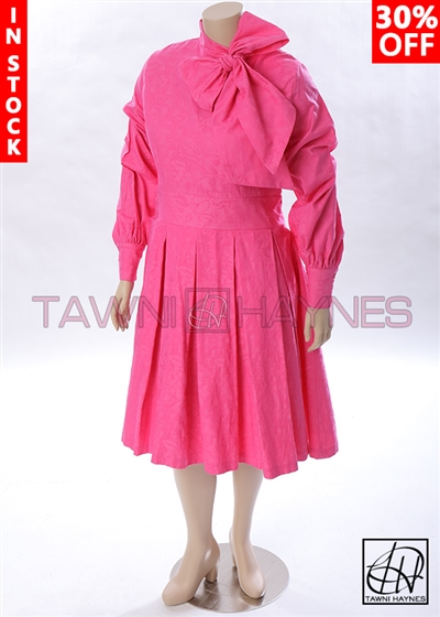 Tawni Haynes In-Stock Brocade Pleated Bow Dress
